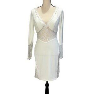 JVN by Jovani Ivory Lace Jersey Mini Dress